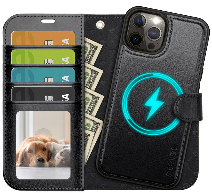 OCASE iPhone 12 Pro Max Hülle(2in1) Leder Stossfestes Case, Abnehmbare magnetische Hülle, MitHandsch