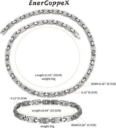 EnerCoppeX Klassischer magnetischer Schmuck für Männer und Frauen, Halskette + Fusskettchen, geeigne