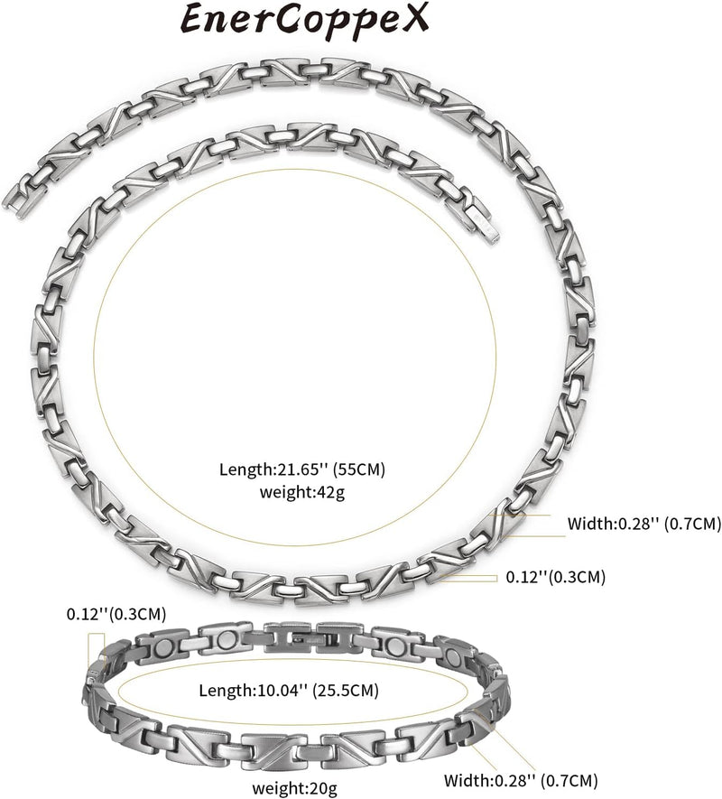 EnerCoppeX Klassischer magnetischer Schmuck für Männer und Frauen, Halskette + Fusskettchen, geeigne