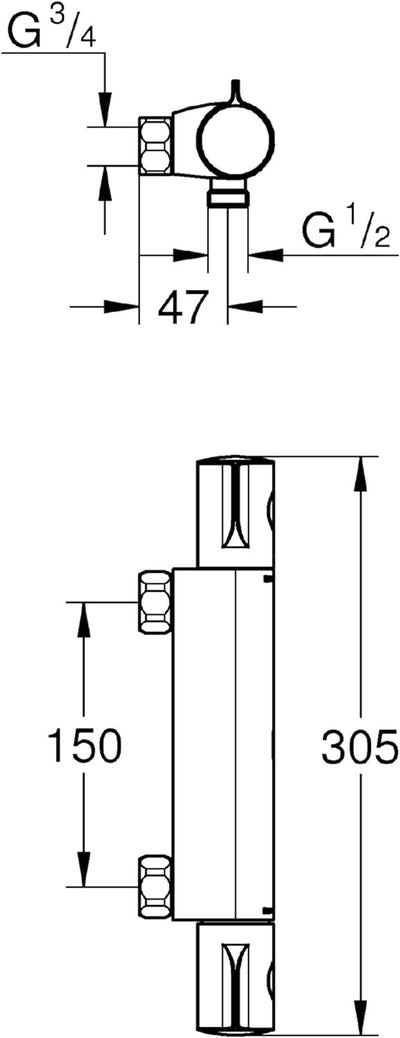 GROHE Grohtherm 800 - Thermostat Brausebetterie (eingebaute Rückflussverhindere, integrierte Mischwa