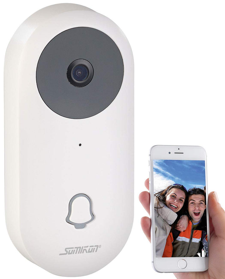Somikon Klingel mit Kamera: WLAN-HD-Video-Türklingel mit App, Gegensprechen, 156°-Bildwinkel, Akku (