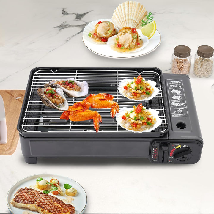 Grillkocher, Tragbarer Camping Grill Gasherd, Tragbarer Butan Gasherd, für Camping, Reisen, Trekking