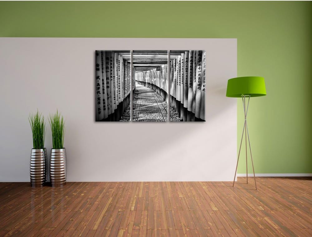 Pixxprint Japanischer Tempel als Leinwandbild/Grösse: 3 Teilig (120x80) cm/Wandbild/Kunstdruck/ferti