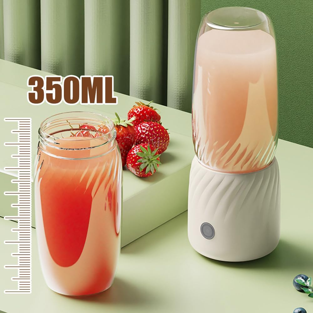 Kleine Standmixer 350 ml, Tragbarer Elektrisch Blender mit 6-Klingen Edelstahl, Mini USB Mixer für F