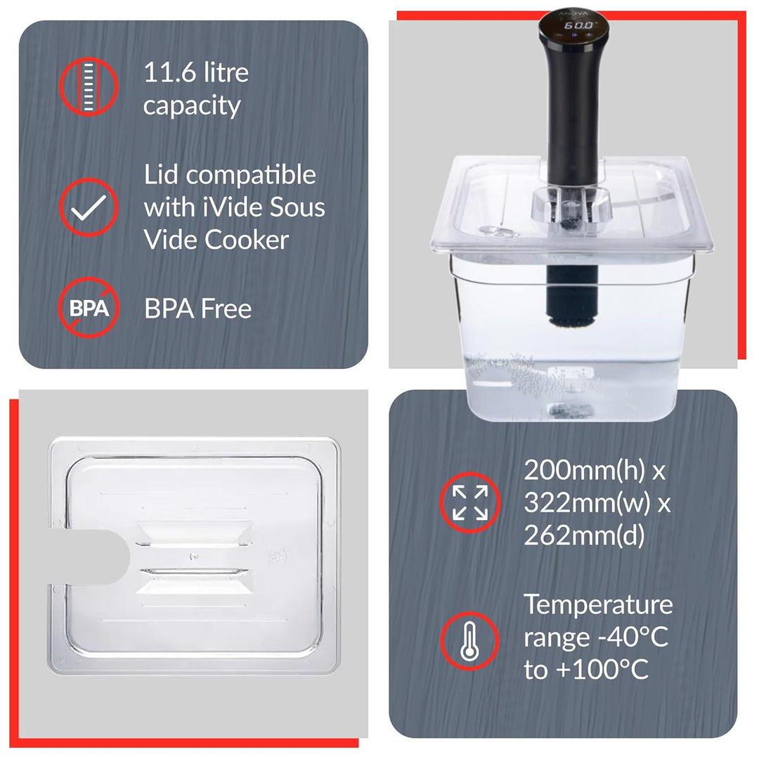 SousVideTools Container aus Polycarbonat, 11,6 l, mit Deckel passend für den Sous-Vide-Stick Nano vo