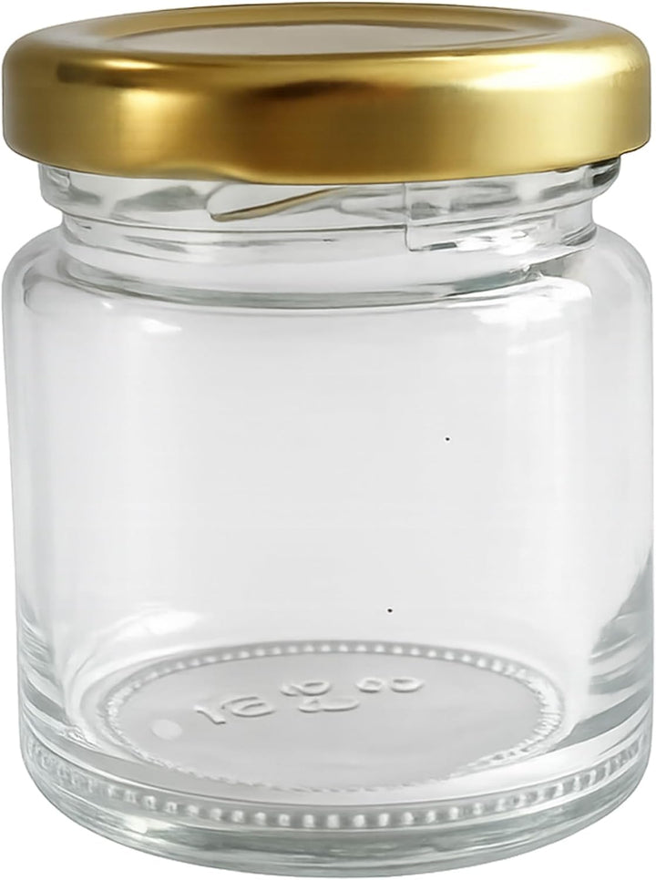 Vitrea 100x Mini Marmeladengläser 37 ml - mit Deckel Gold TO 43 - kleine Einmachgläser zum befüllen