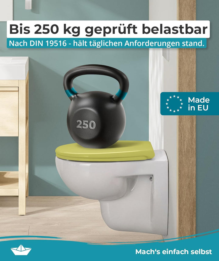 Calmwaters® Premium WC Sitz einfache Montage, Toilettendeckel bis 250 kg, Made in EU, antibakteriell