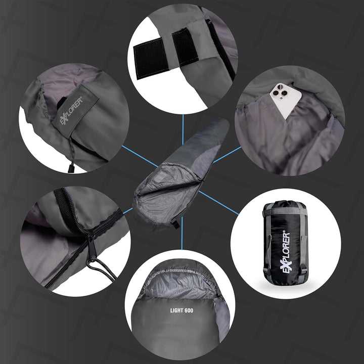 EXPLORER® Light 600 Sommerschlafsack [700g] -2°C bis +14°C [120g/m²] Ultraleicht Schlafsack Outdoor