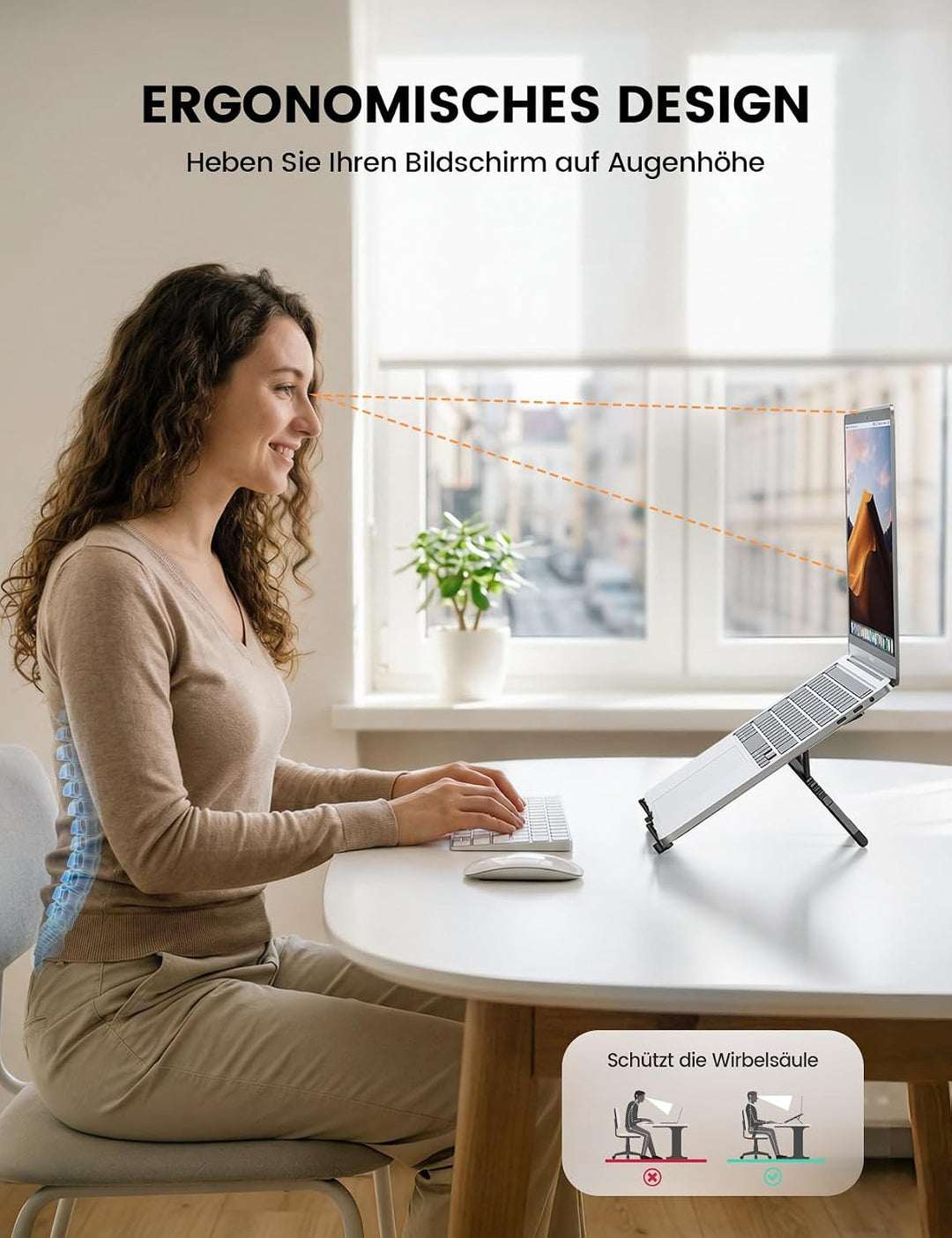 Lamicall Laptop Ständer, Laptopständer für Schreibtisch, Faltbar &amp; Tragbar | [SUPER Leicht &amp; Kompatk