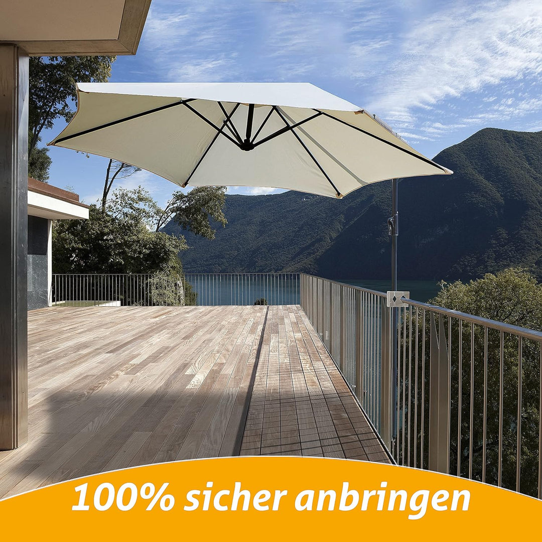 4smile Sonnenschirmhalter Balkongeländer – Aluminium Sonnenschirm Balkon Halterung - Schirmhalterung
