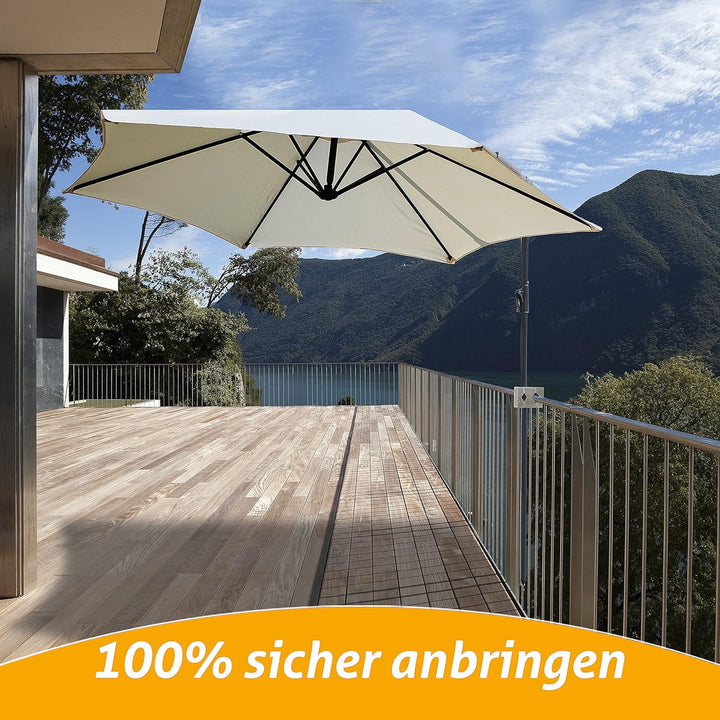 4smile Sonnenschirmhalter Balkongeländer – Aluminium Sonnenschirm Balkon Halterung - Schirmhalterung