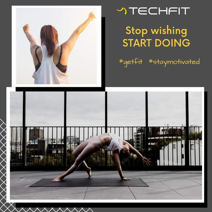 TechFit Yogamatte Rutschfest für das Fitnessstudio zu Hause - Pilates Matte für das Heimtraining, Yo