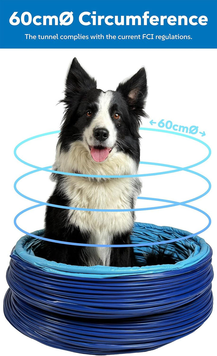 Callieway® Dog Agility Tunnel Profi Hunde Tunnel Agility Gerät (Stützsandsäcke bereits inklusive) (H