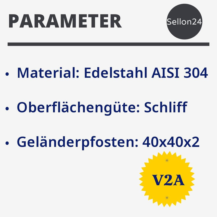 Sellon24® Edelstahl Bodenflansch 100x100 Bodenanker eckig Rohr 40x40 mm Geländer Pfosten V2A geschli