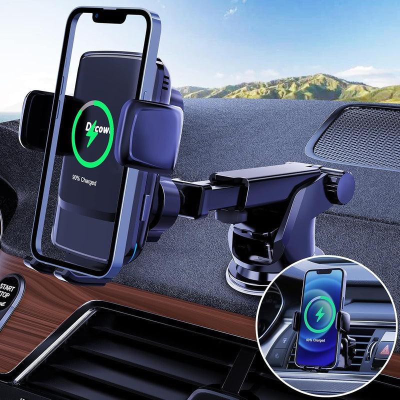 [2022 Upgrade] Drcowu 15W Fast Wireless Charger Auto Handyhalterung Mit Ladefunktion, Spulenfreie Po