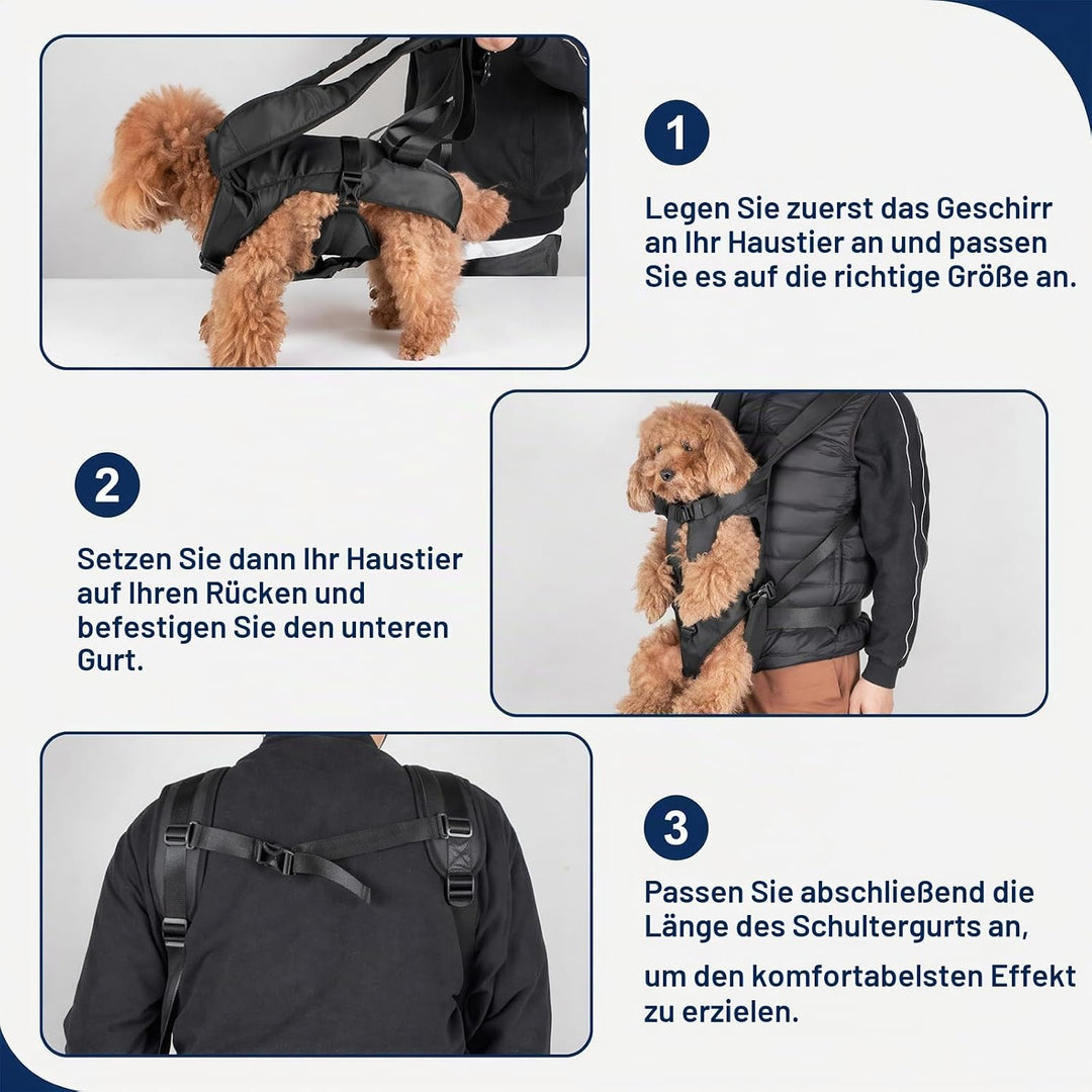 Hunderucksack bis 10kg, Verstellbarer Frontträger für Welpen &amp; kleine Hunde, Atmungsaktive Sicherhei