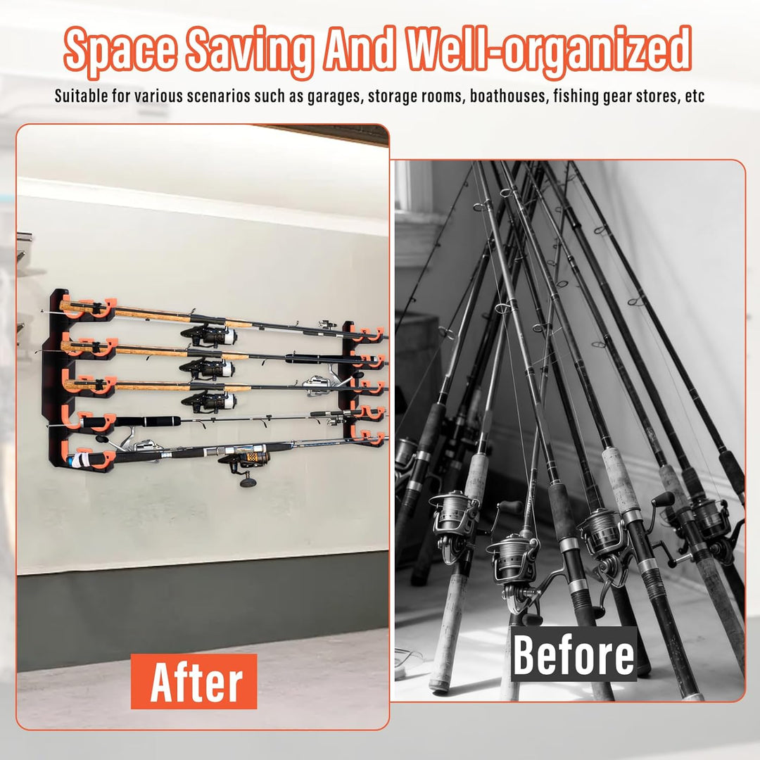 2 Stück Angelrutenhalter Wand mit Silikon-Schutzpolster, Angelruten Wandhalterung für Garage, Breite