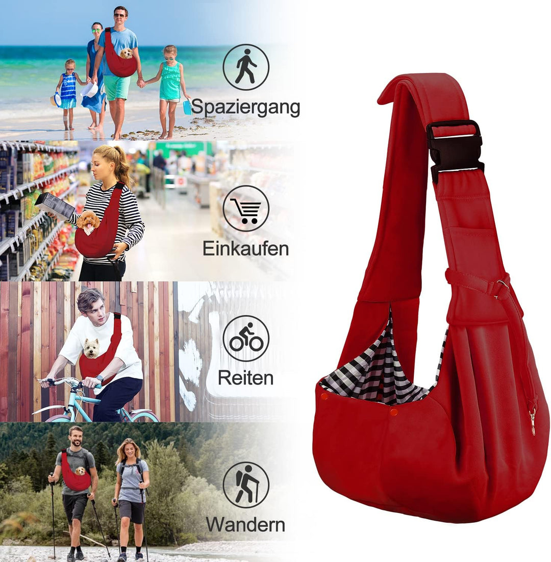 PETLOFT Tragetuch Hund, Reversibel Kleine Hundetrage, Einstellbar Pet Tragetuch, Freisprecheinrichtu