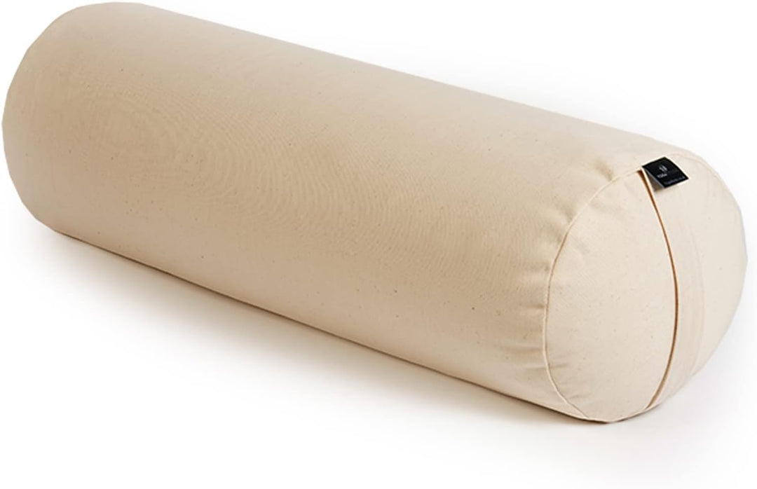 Yoga Studio Lotus Kissen, Baumwolle, mit YKK-Reissverschluss, 23 x 61 cm, Bio-Buchweizen natur, natu