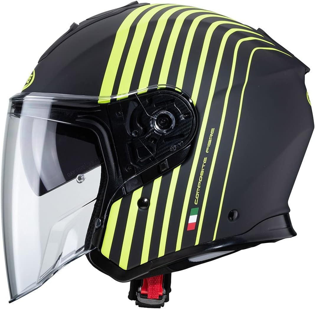 Caberg Unisex FLYON BAKARI Motorradhelm, Mattschwarz/leuchtendes Gelb, M