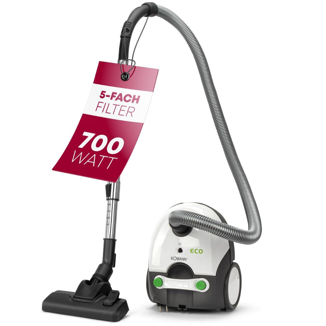 Bomann® Bodenstaubsauger mit energiesparenden 700 Watt | Staubsauger mit 5-Fach Mikrofiltersystem |