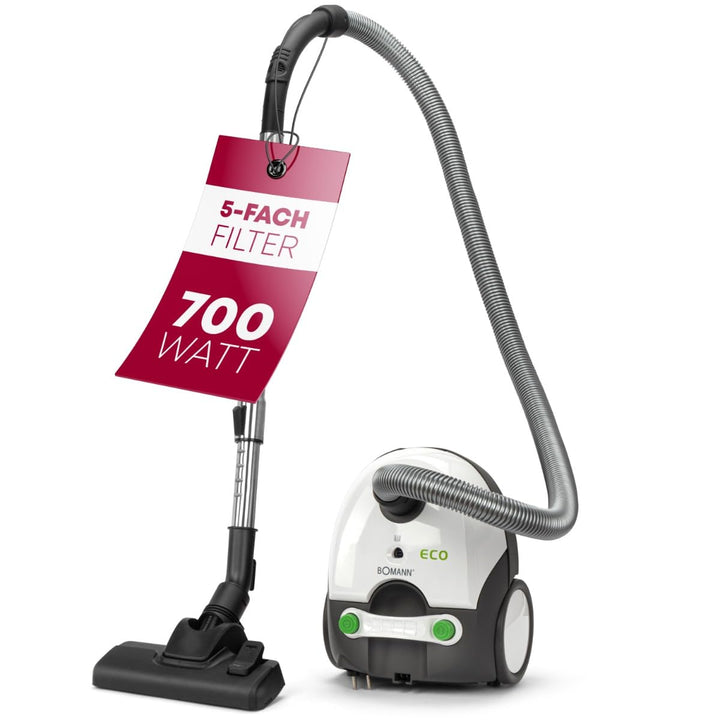Bomann® Bodenstaubsauger mit energiesparenden 700 Watt | Staubsauger mit 5-Fach Mikrofiltersystem |