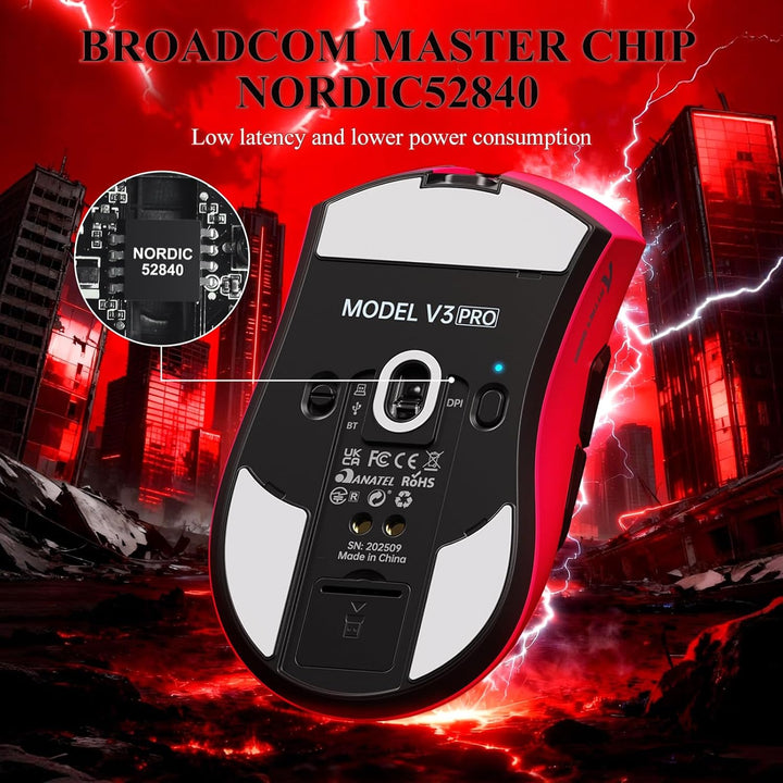 MAMBASNAKE x ATTACK SHARK V3PRO Kabellose Gaming-Maus mit Magnetischer Ladestation, PAW3311-Sensor,