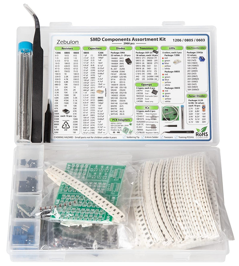 SMD SMT Elektronische Bauteile Sortiment, 1206, 0805, 0603, Widerstände, Kondensatoren, Dioden, Tran