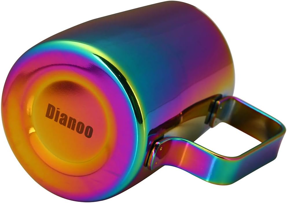 Dianoo Espresso-Milchaufschäumer, Milchkännchen, Edelstahl, für Kaffee-Latte-Kunst, 420 ml mehrfarbi
