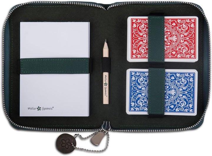 Melia Games Spielkarten Set Deluxe - Premium Karten-Etui aus feinstem Leder - komplettes Set inklusi