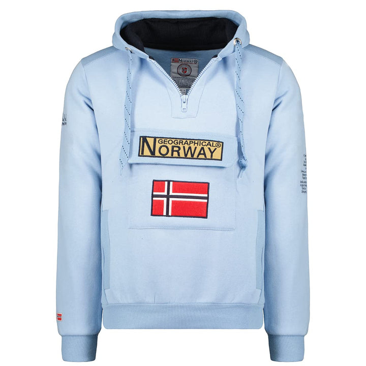 Geographical Norway GYMCLASS Men - Herren Kapuzenpullover Hoody S Hellblau, S Hellblau