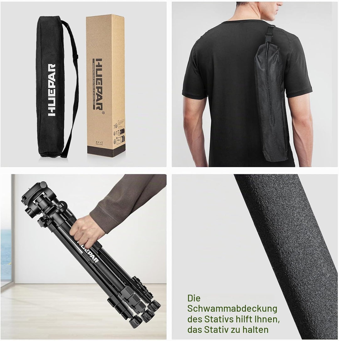 Huepar Professionelles Baustativ für Laser und Kameras, 146 cm verstellbar für Hochleistungslaser, P