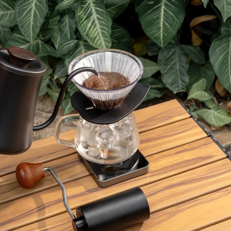 Handkaffeemühle mit CNC 420 Edelstahl Kegelmahlwerk, Verstellbarer Mahlgrad Tragbare Manuelle Kaffee