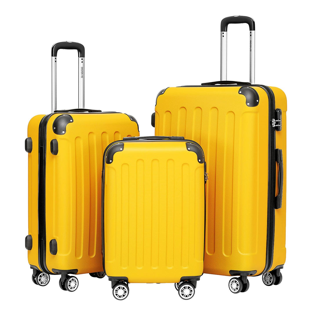 BEIBYE 2045 Zwillingsrollen 3tlg. Reisekoffer Koffer Kofferset Trolleys Hartschale in 20 Farben (Yel