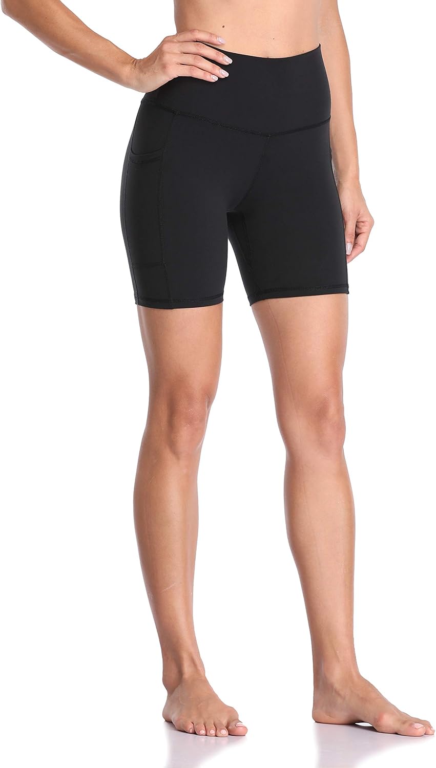 Colorfulkoala Women's High Waisted Biker Shorts mit Taschen 6" Inseam Workout & Yoga Tights S Schwar
