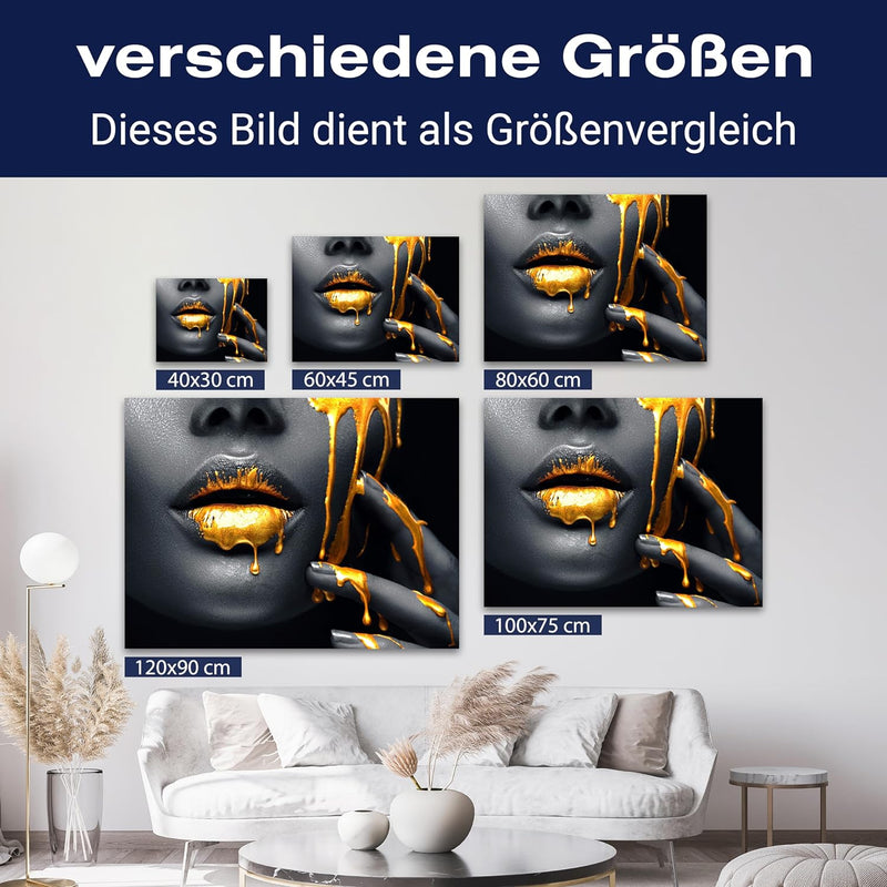 wandmotiv24 Leinwandbild 260 g/m² - Kunstdruck auf Leinwand - Wandkunst - Wandbild mit Frauen Lippen