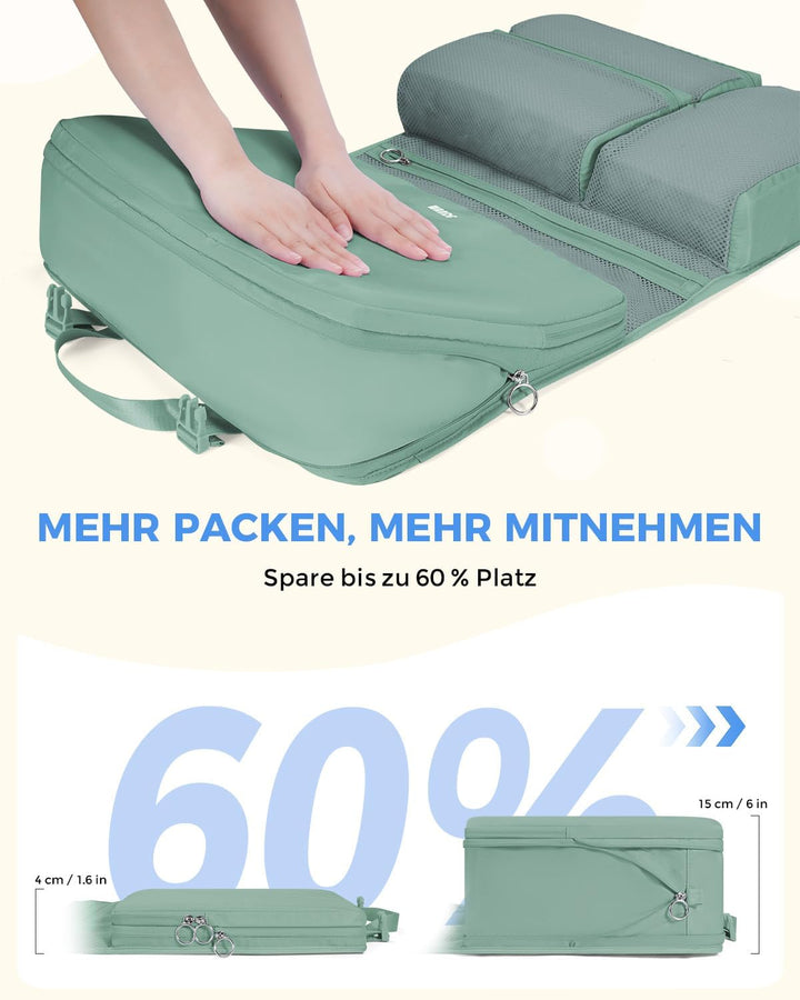 WANDF 6-in-1 Packing Cubes Koffer Organizer mit 360°-Aufhängehaken, Wasserabweisende Packwürfel Komp