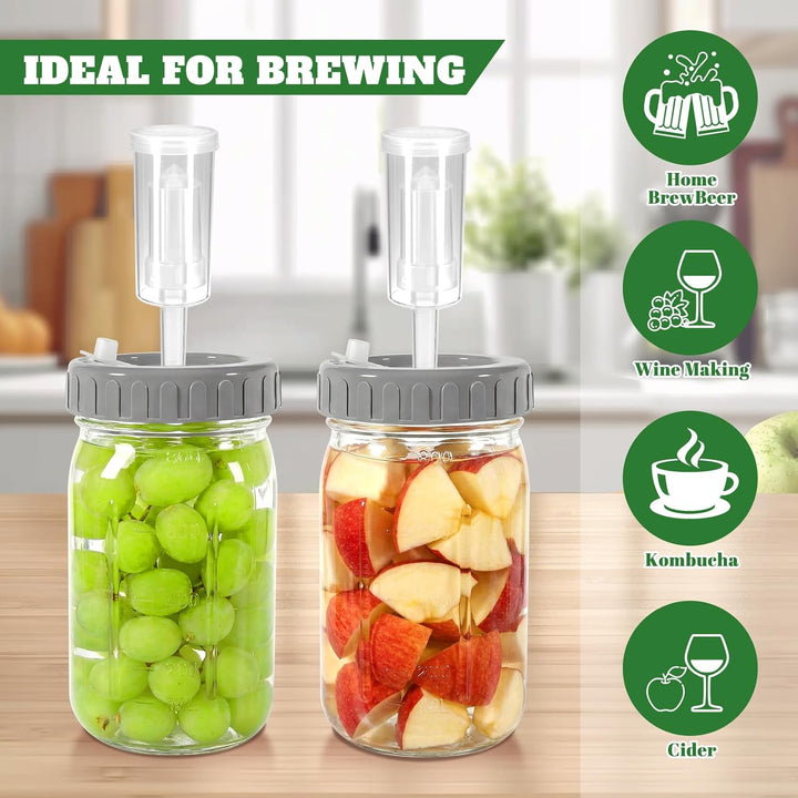 2 Stück Fermentierglas,1L Breiter Mund Fermentiergläser, Fermentiergläser mit Luftschlössern& Gewich