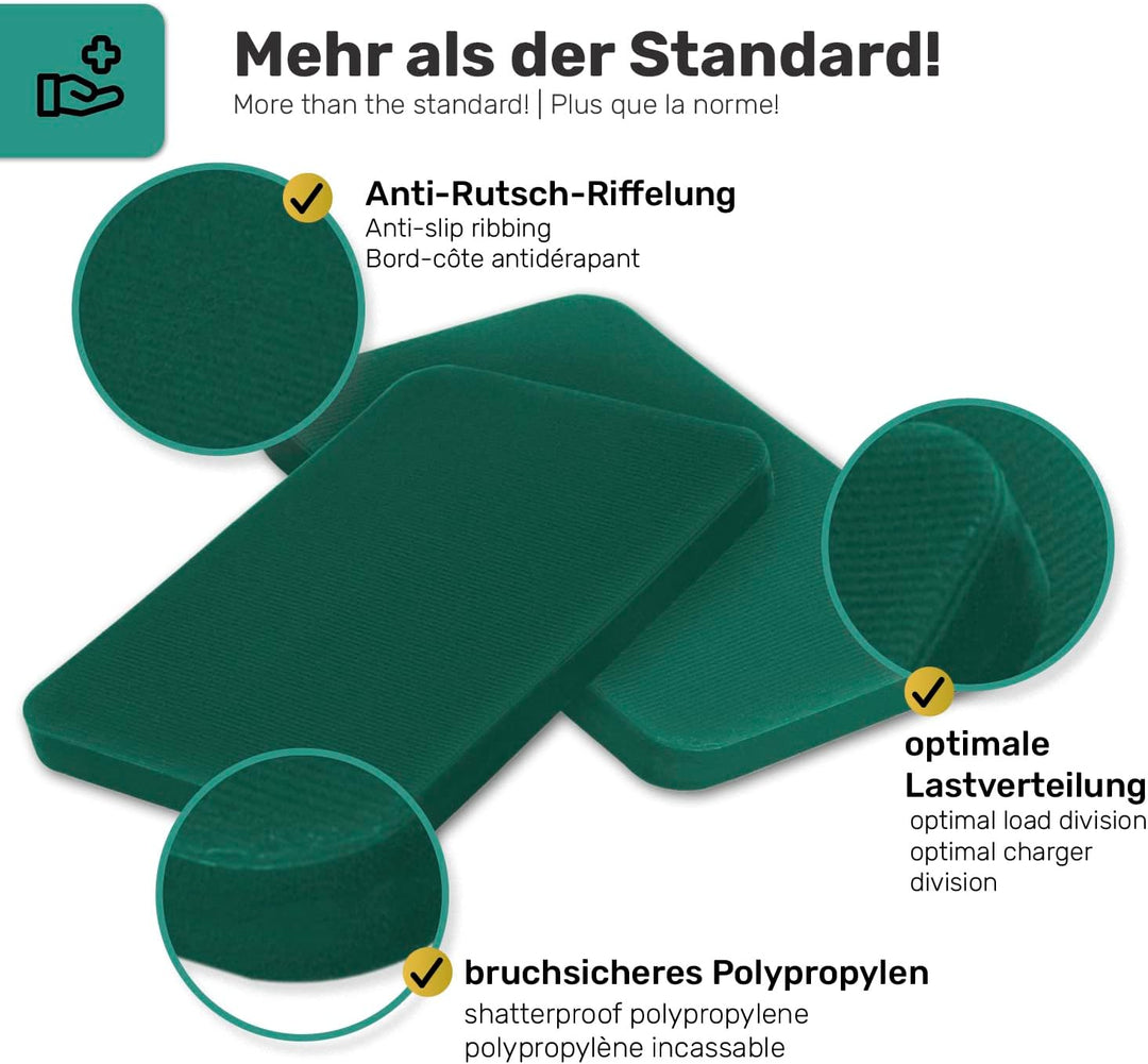 SILISTO Quickies Kunststoff Unterlegplatten Grün 40x60x5,0 mm, 1000 Stück - bis 5 Tonnen belastbar 4