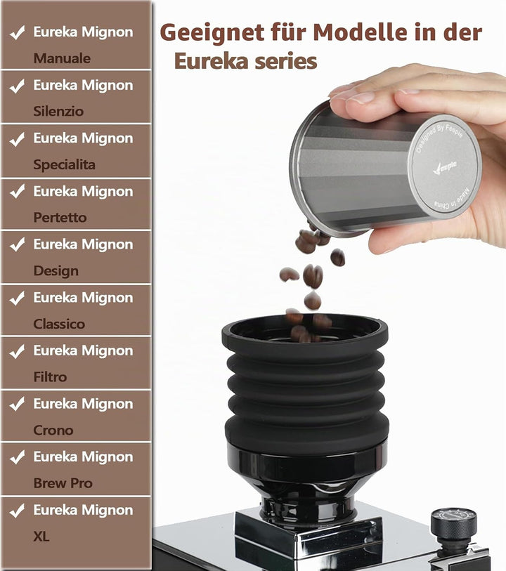 T TAKONE Kaffeemühle Einzeldosis-Trichter (single dose) für Eureka Mignon, 2-in-1 Zubehör mit Deckel