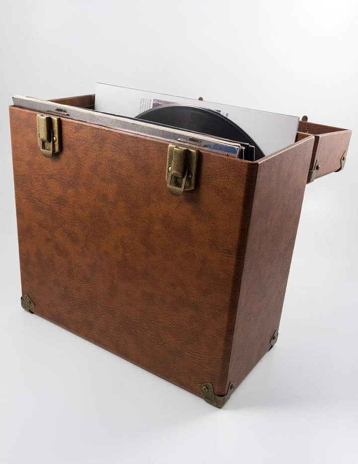 GPO CASE12 Tragbares Aufbewahrungsbox für 12" Schallplatten (für bis zu 30 Vinyl-Schallplatten), Bra