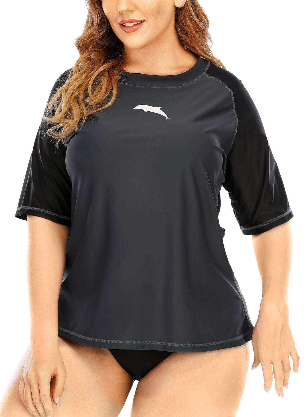 Halcurt UV Shirt Damen Übergrösse Rash Guard Kurzarm UPF 50+ Badeshirt UV Schutz Schwimmshirt Schnel