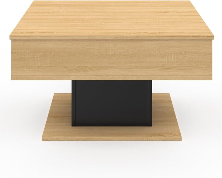 IDMarket - Couchtisch, aufklappbare Platte, Eden, quadratisch, Holz und Schwarz