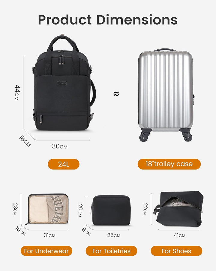 LOVEVOOK Reiserucksack Handgepäck Flugzeug, 15.6 Zoll Laptop Rucksack Damen Gross Travel Backpack Wo