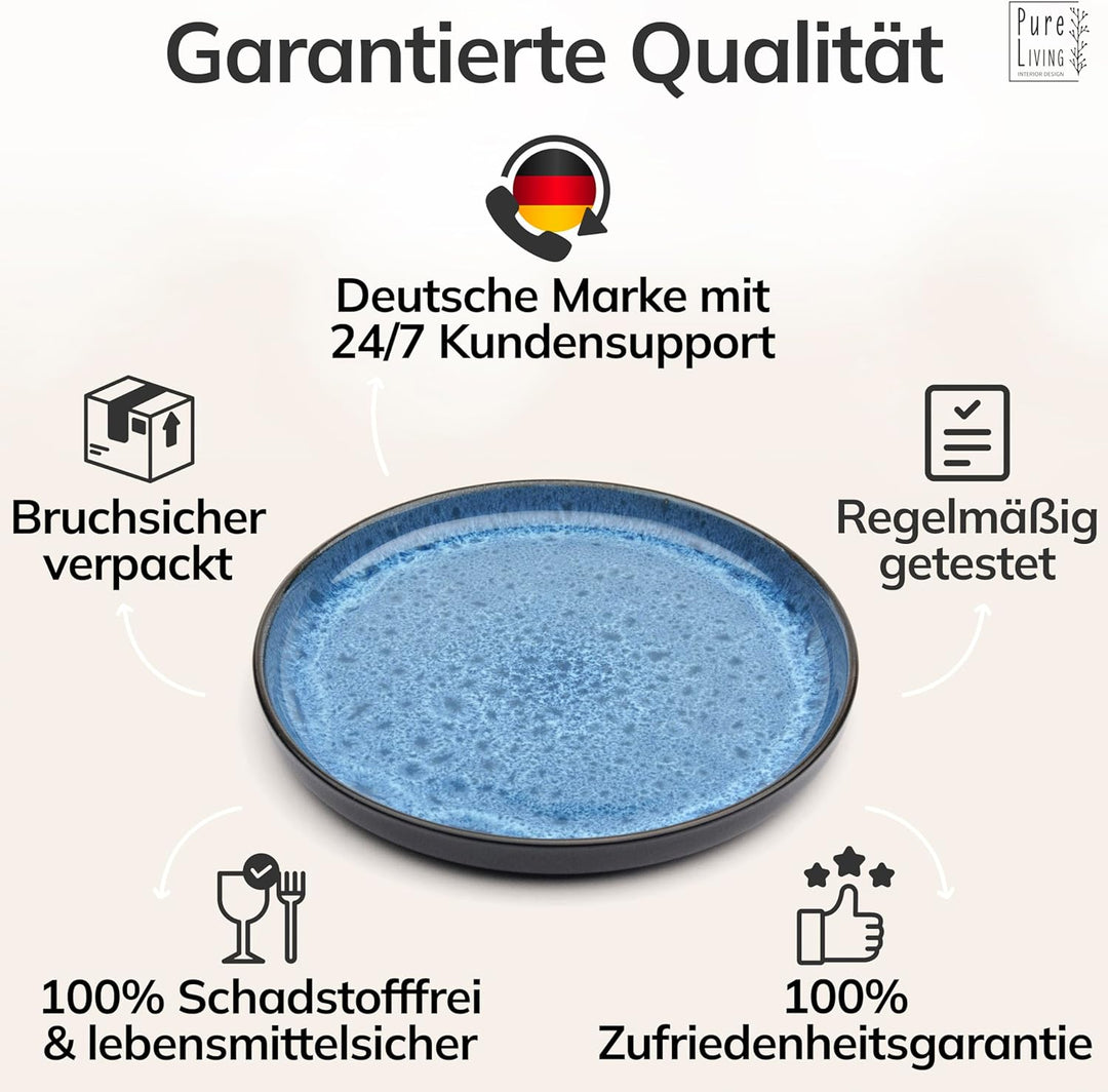 Steingut Frühstücksteller 6 Pers. Ibiza Hochwertiges Mediterranes TEST SEHR GUT Dessertteller Set -