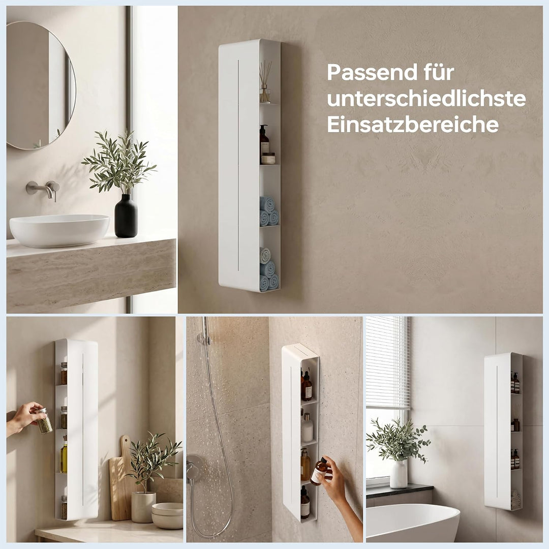 doporro Regal Schmal Weiss 4 Etagen, Badezimmer Regal Metall | Schmales Regal Badezimmer, Duschregal