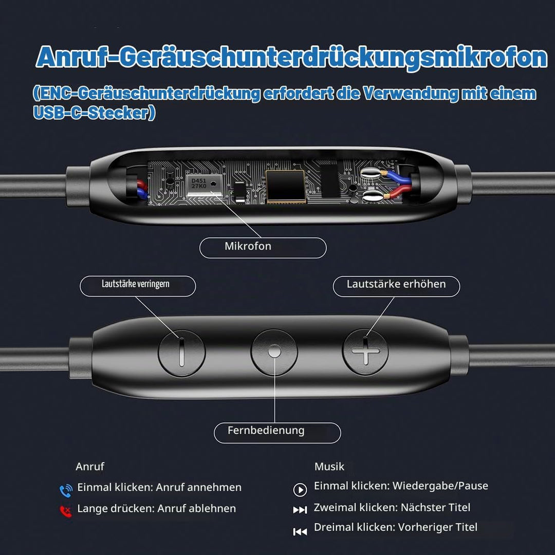 Kabel kopfhörer mit Noise-Canceling-Stereo-Bass klarer Anruf Wired Earbud | Typ-C &amp;3.5mm Plug geräus