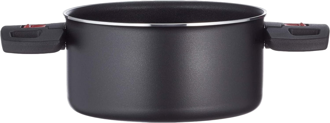BALLARINI Click + Cook Kochtopf, Antihaftbeschichtet, 16 cm, Mit klappbaren Kunststoff-Griffen, Schw