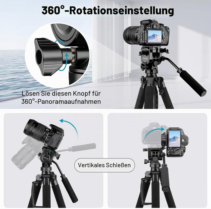 JOILCAN Kamera Stativ Ständer 190cm, Leichtes Dreibeinstativ mit Handy/Tablette Halterung für Smartp