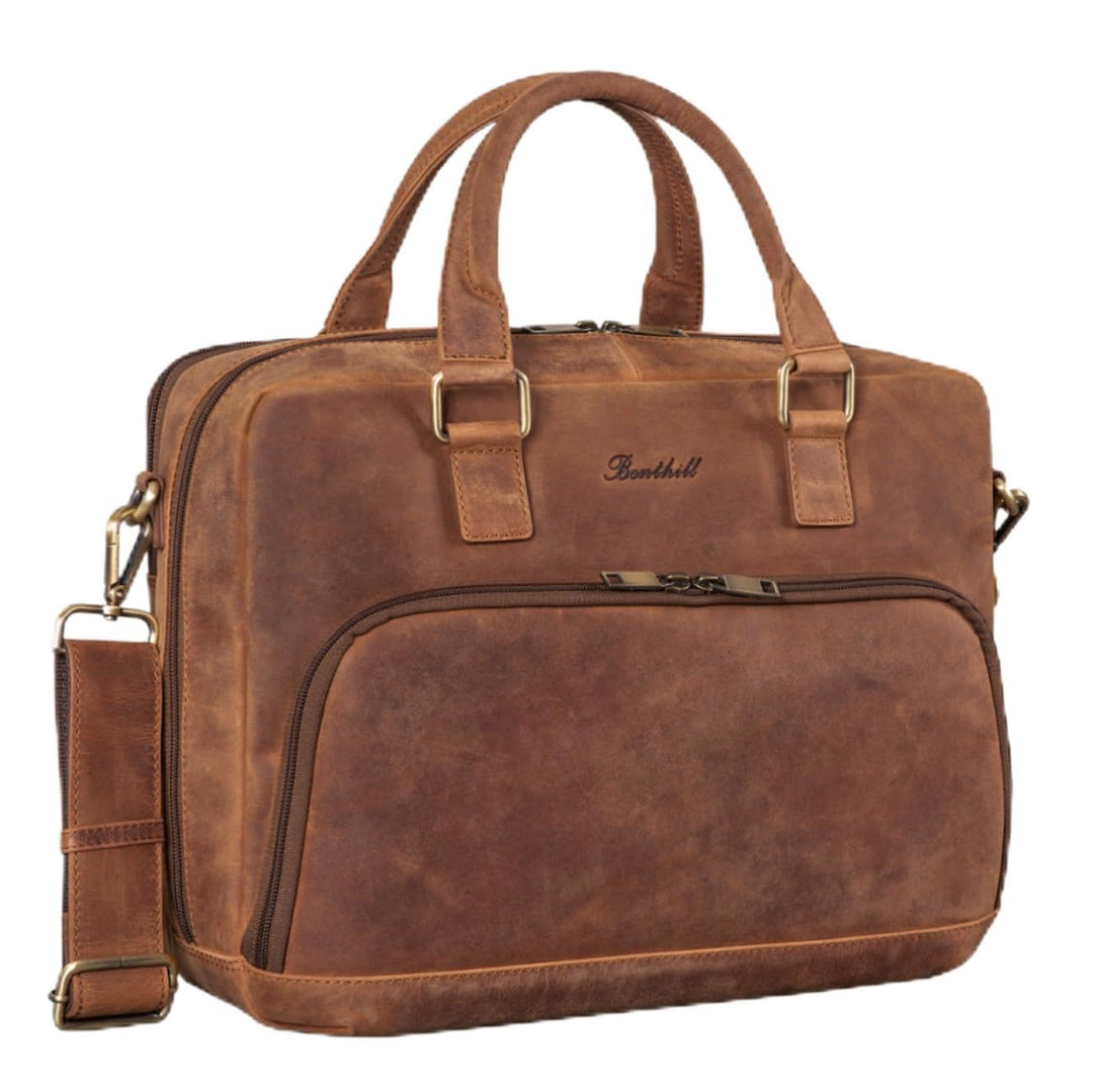 Benthill Aktentasche Leder Laptoptasche - Ledertasche für Herren und Damen Gross - Umhängetasche aus
